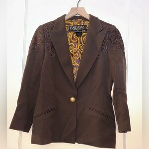 Vintage Escada Margaretha Ley Brown Swirl Design Blazer